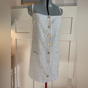 J. Crew Black and White Grid Button-Down Dress Size Medium